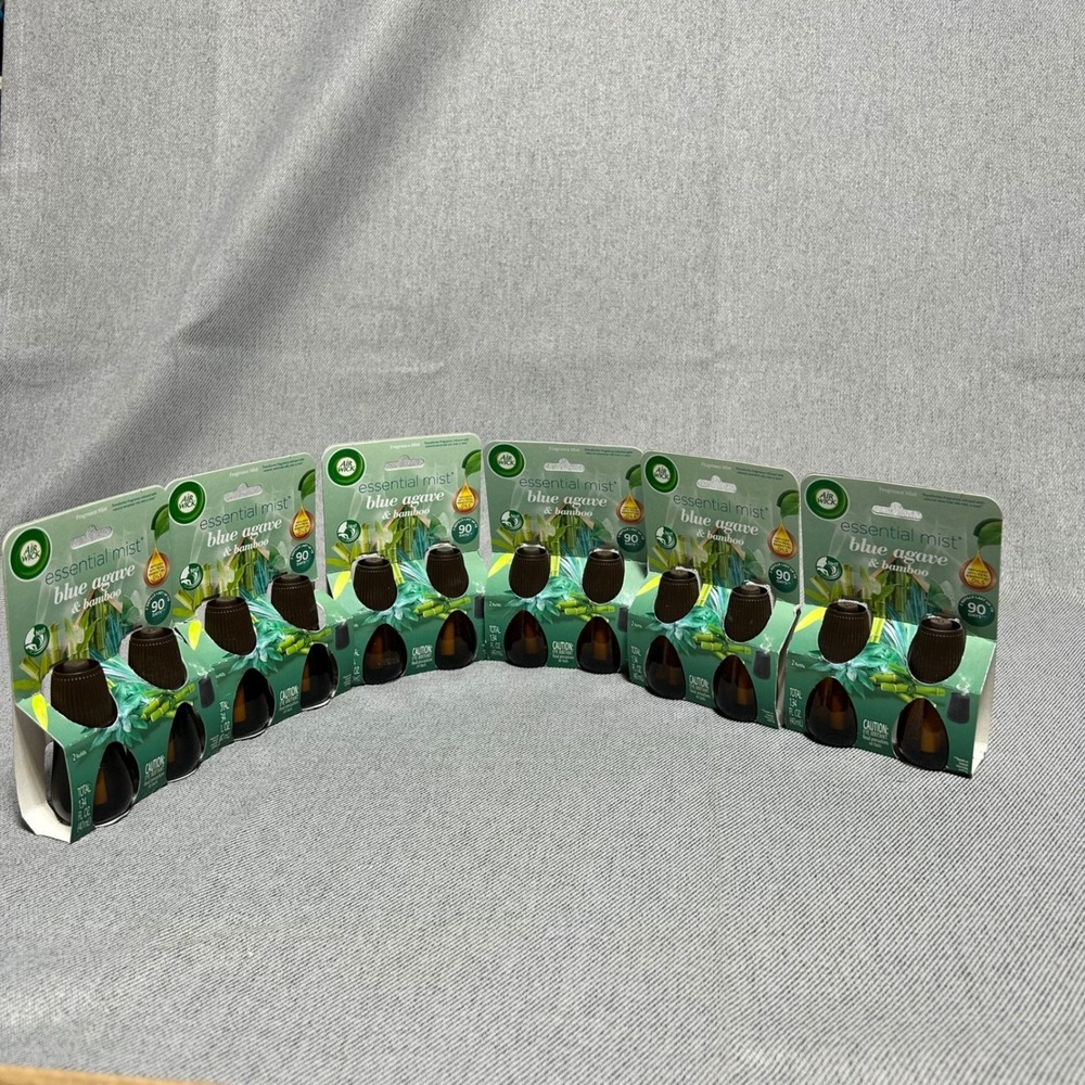 Air Wick Essential Mist Blue Agave & Bamboo 12 Refills 6-Pack Bundle Green